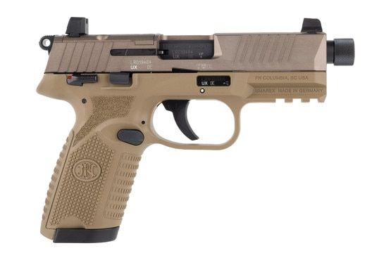 FN 502 Tactical Flat Dark Earth threaded barrel optics ready .22 LR pistol.